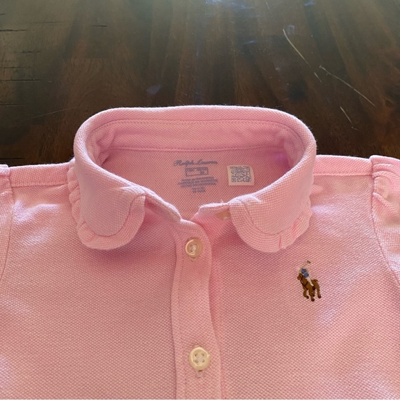 Ralph Lauren Long Sleeves Pique Pink Baby Dress - Picture 2 of 5